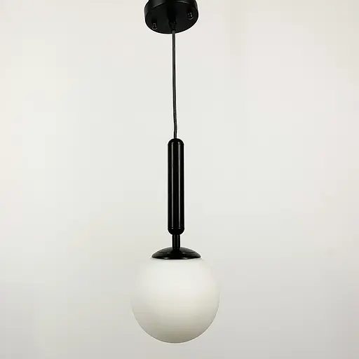 Підвісний чорний світильник Miira Large з білим матовим плафоном | Арт. A 201/1 BK H145 | Line F - фото 2