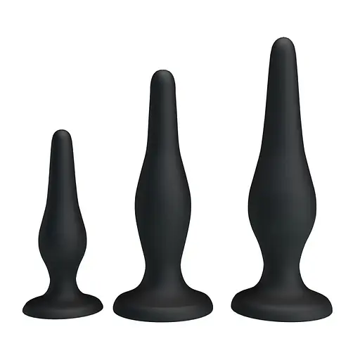 Набір анальних пробок Begginer's Mini Anal Kit 3 шт. (чорний)