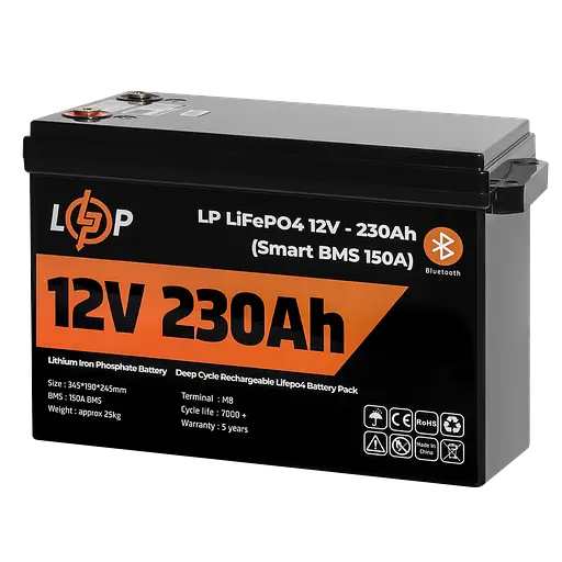 Акумулятор LP LiFePO4 12V (12,8V) - 230 Ah (2944Wh) (Smart BMS 150А) з BT пластик для ДБЖ - фото 3