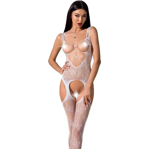 Відвертий бодістокінг з глибоким декольте Passion BS075 White