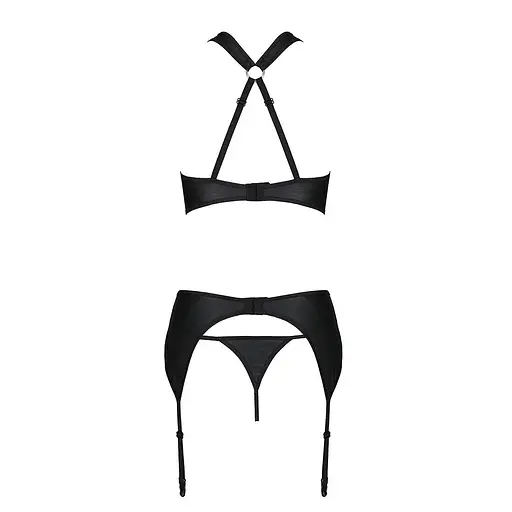 Сітчастий набір: бюстгальтер із халтером Passion Amanda Set black L/XL - фото 6