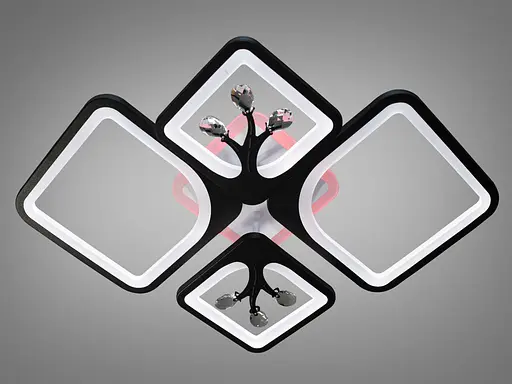 Декоративная LED люстра с димером и подсветкой, 100W, черная люстра. - фото 3