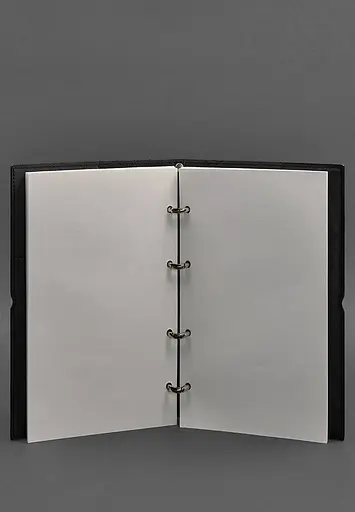 Шкіряний блокнот А4 на кільцях (Софт-бук) 9.0 в м'якій обкладинці чорний краст - фото 4