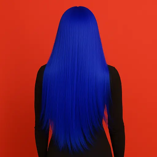 Перука аніме пряма довга без чубчика з термоволокна 70 см блакитна - фото 2