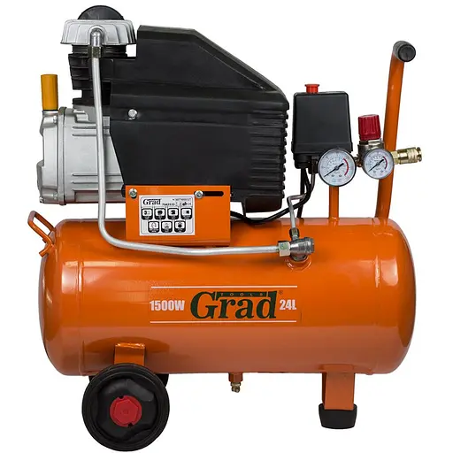 Компрессор одноцилиндровый Grad 1.5 кВт 198 л/мин 8 бар 24 л (7043535) - фото 1