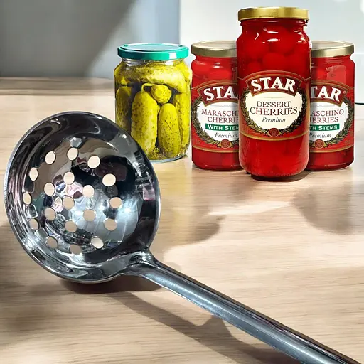 Ополоник-друшляк з нержавіючої сталі для легкого вилучення солінь та консервованих продуктів, Kitchen Master 87301 - фото 3