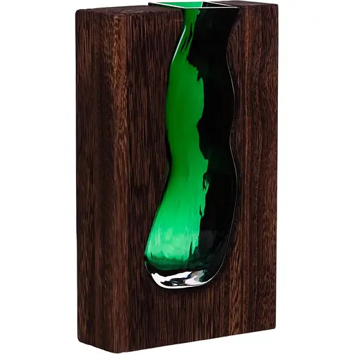 Ваза декоративная для цветов Yiwu стеклянная с деревянным основанием 24 см HP-32-1 - фото 1