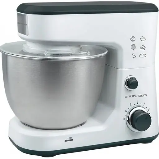 Кухонный комбайн Grunhelm GKM0010 6 скоростей три насадки 4 л чаша нержавеющая сталь 800 Вт Белый - фото 1
