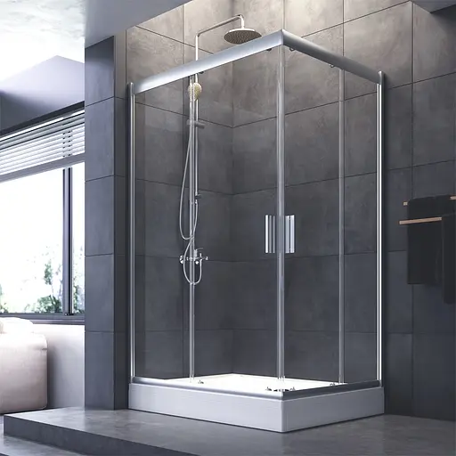 Душевая кабина Am.Pm Gem Twin Slide 120x90 см прозрачное стекло хром W90UG-404-120290-MT, Универсальная, прозрачная, хром - фото 2