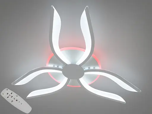 Дизайнерська світлодіодна люстра з пультом, підсвіткою, 60W, біла - фото 1