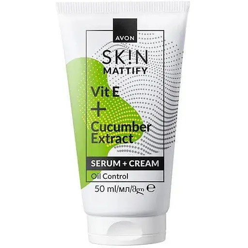 Крем-сироватка для обличчя Avon з вітаміном Е та екстрактом огірка Матовий ефект 50 мл (494693271) - фото 1