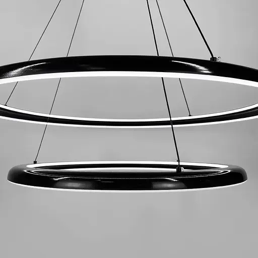 Современная подвесная люстра с двумя черными кольцами Ø 80+60 см Line F | Ст. MJ341-800+600 BK - фото 7