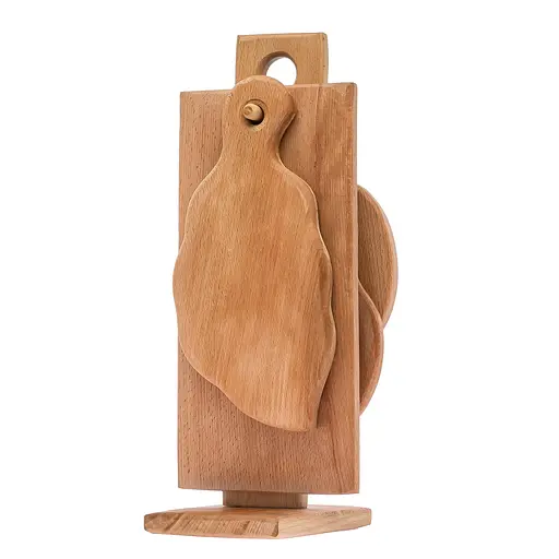 Набор из 4 разделочных кухонных деревянных досок на подставке, Woodly Коричневый 85901 - фото 4