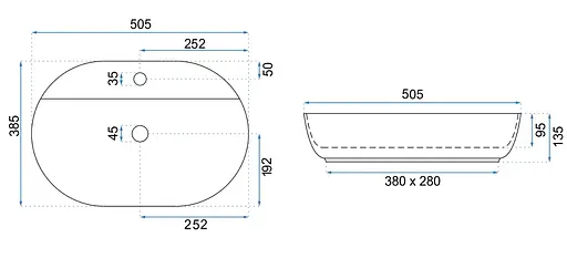 Умивальник Rea Aura 51 white накладний REA-U4620, Білий - фото 6