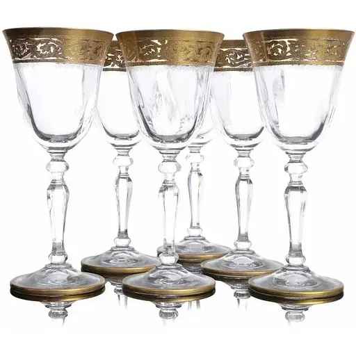Набір келихів для вина Lora Версаль 165 мл 6 шт. Gold NGC28SETWINE - фото 3