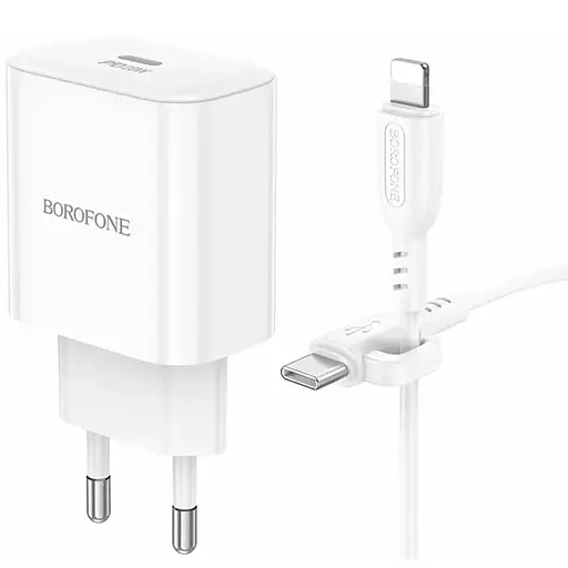 МЗП Borofone BA81A PD20W (1USB-C) + кабель Type-C to Lightning White - фото 4