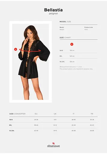 Пеньюар Obsessive Bellastia XL/2XL чорний - фото 7