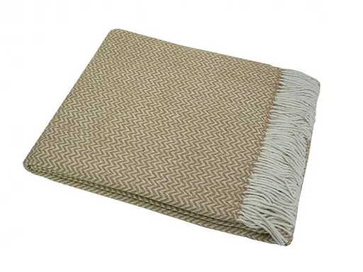 Плед вовняний Vladi Метро ZigZag 140х200 біло-бежевий - фото 1