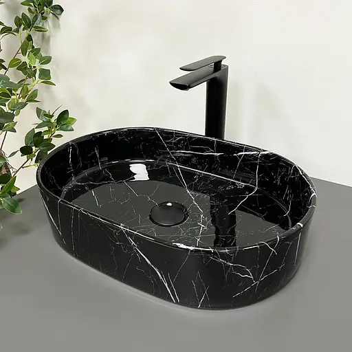 Умивальник VBI Verona 50 black marmo накладний VBI-011314, Чорний - фото 1