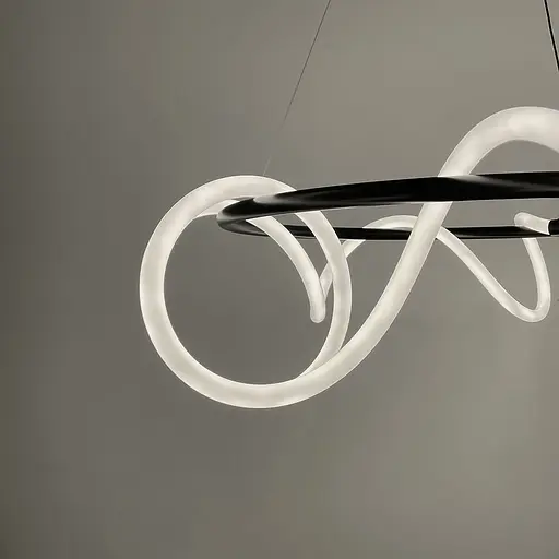 Кольцевая черная люстра с гибкой LED лентой Ø105 см (кольцо 80 см) | Ст. Y 410-800 BK | Line F - фото 2