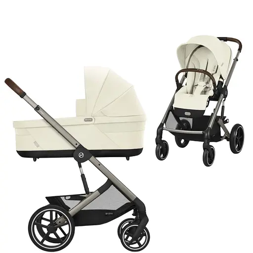 Коляска Cybex Balios S Lux TPE Seashell Beige з бампером + Люлька Cybex S Seashell Beige