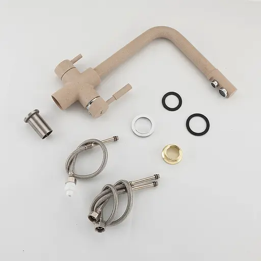 Смеситель для кухни на две воды Frap F4352-23 бежевый Бежевый - фото 8