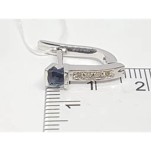 Золотые серьги Кристалл Плюс с бриллиантами и сапфирами. Артикул 210009 - фото 4