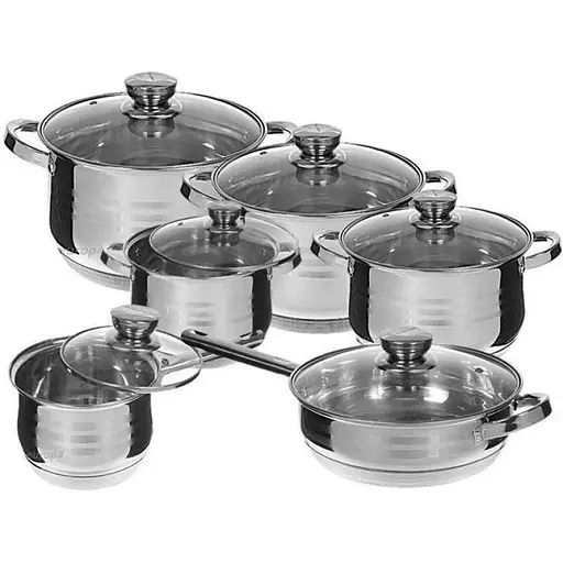 Універсальний набір каструль Edenberg EB-3735 з нержавіючої сталі з антипригарним покриттям з кришками - фото 1