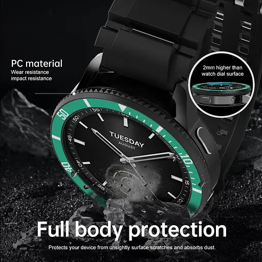 Безель Sikai для смартгодинника Xiaomi Watch S3/S4 Green-black - фото 7