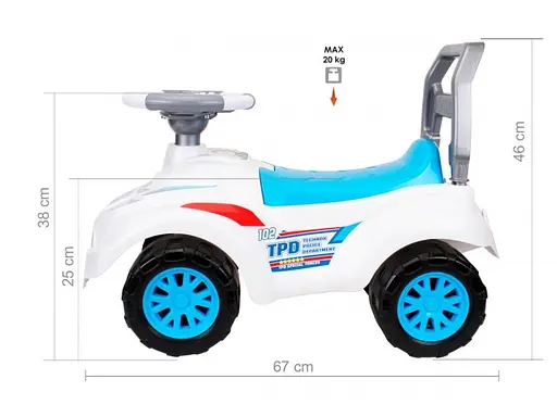 Автомобиль для прогулок - толокар с музыкальным рулем ТехноК (белый) - фото 2