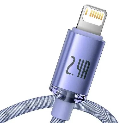 Кабель Baseus Crystal Shine Series Fast Charging Data Cable USB to iP 2.4A 1.2m Purple - фото 3