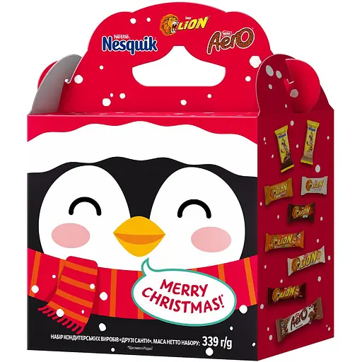 Новорічний подарунковий набір цукерок Nestle Lion Nesquik Aero Друзі Санти в асортименті 339 г - фото 2