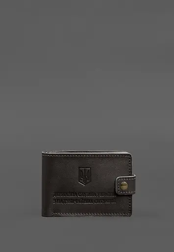 Кожаная обложка-портмоне на удостоверение ГСЧС темно-коричневая - фото 2