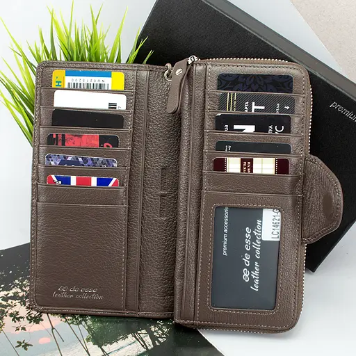 Гаманець жіночий шкіряний De Eesse LC14621-GD04 великий з ручкою капучіно - фото 4