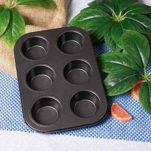 Форма для выпечки кексов и маффинов на 6 ячеек с антипригарным покрытием 26.5х18.5х2.8 см, A-plus Черный 83128 - фото 10