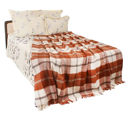 Плед вовняний Vladi Ельф 200х220 яскраво.терракот-коричнево-білий 3 (1134) - фото 1