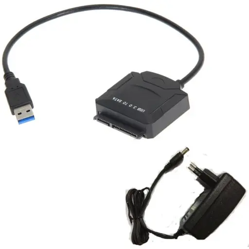 Перехідник USB 3.0 Type-A SATA III F 2.5"/3.5" 7+15 pin з БЖ чорний