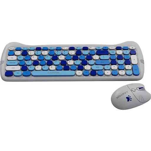 Комплект (клавиатура и мышь) CANYON HSET-W6 EN Kitty Edition AAA+АА Wireless Blue - фото 5