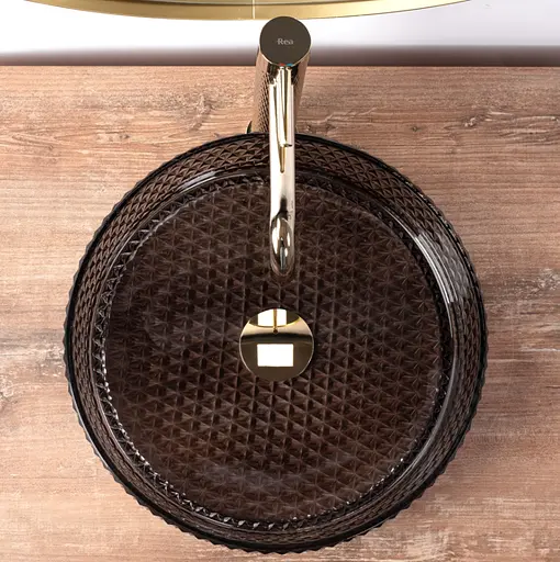 Умивальник Rea Cristal накладний black REA-U9671, Прозорий - фото 4