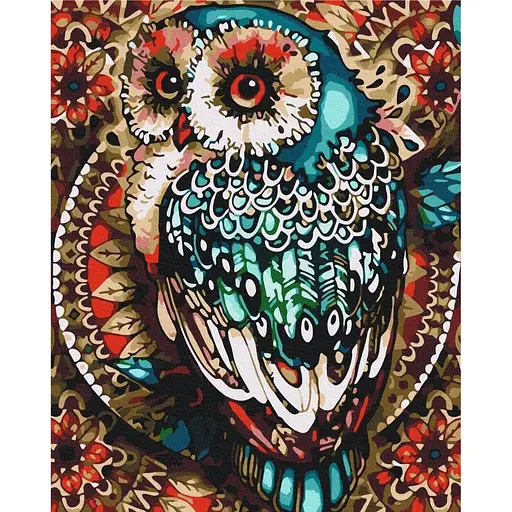 Картина по номерам на підрамнику Brushme Сова в кольоровій мозаїці - фото 1