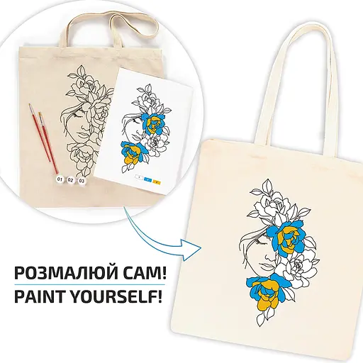 Набор экосумка-раскраска «Цветы в волосах» хлопок 220 г/м2 38х42см ROSA Talent [CD] - фото 4