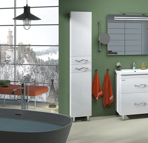 Пенал напольный Sanwerk "Миндаль" 35 белый MV0000431 правый, Белый - фото 2