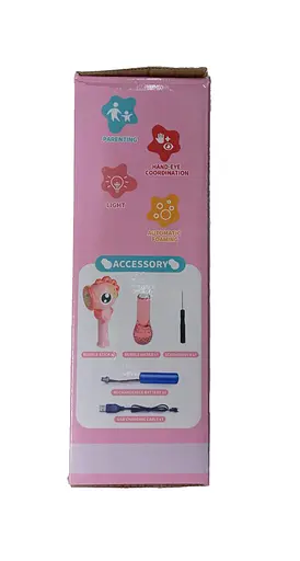 Установка с мыльными пузырями 922-816 B, аккумулятор, подсветка, USB кабель, автоматический принцип работы, мыльный раствор (6967657190765) Розовый - фото 2