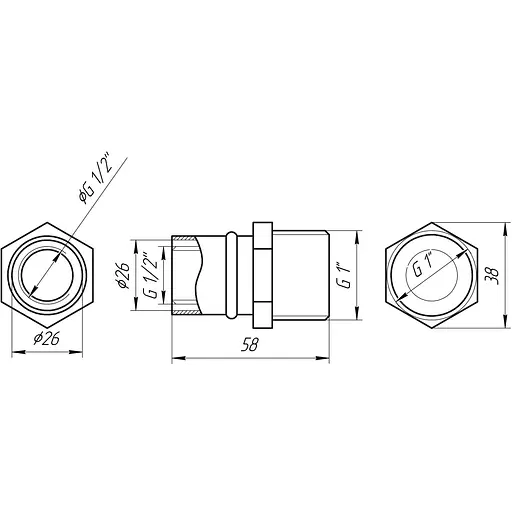 Муфта с наружной резьбой пресс APE AP 101 1″х26 000002181 - фото 3