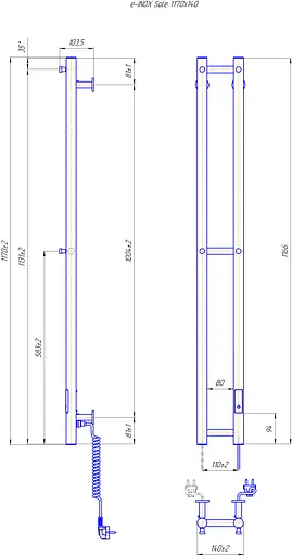 Електрична рушникосушка Mario e-Inox Соле 1170x140 TR 2.0 K 2.13.046353.P, Хром, універсальне (коннектор), Електронний - фото 5
