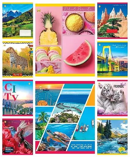 Зошити учнівські 36 аркушів лінія Тверда Мікс 36ЛВ1, 20 шт. в упаковці