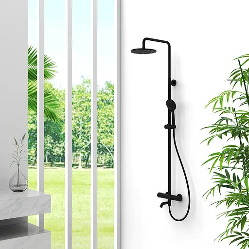 Душова система з термостатом Gappo G24790-6, вилив - перемикач на лійку 3 режими, Чорний матовий - фото 2