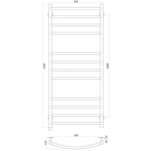 Полотенцесушитель UNIO LDE ER 1200-500-12 BLK Лестница Дуга Элит черная (21555) - фото 5