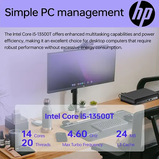 Комп'ютер персональний неттоп HP Pro 400-G9 Mini Intel i3-13100T 8GB F512GB UMA WiFi кл+м 3р Win11P - фото 4