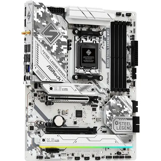 Материнская плата ASRock B650 Steel Legend WIFI (AM5/B650, 4xDDR5, 2xPCIex16, HDMI/DP, 4xSATAІІІ,3xM.2, 2.5GLan, ATX) - фото 2